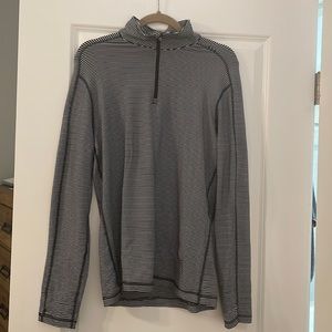 Lululemon Quarter 1/4 Zip Sz Medium black white stripe Pullover Men Active
